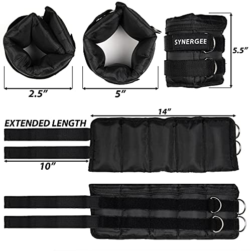 Synergee Comfort Fit Adjustable Ankle/Wrist Weights (Set of 2). Available in 5lb, 10lb & 20lbs. One Size Fits All. - color: a) 5 lbs - 2.5 lbs per side
