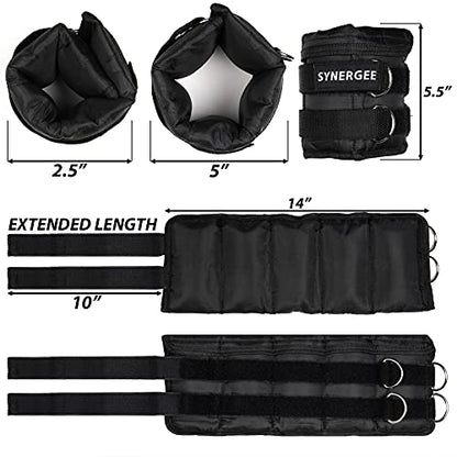 Synergee Comfort Fit Adjustable Ankle/Wrist Weights (Set of 2). Available in 5lb, 10lb & 20lbs. One Size Fits All. - color: a) 5 lbs - 2.5 lbs per side
