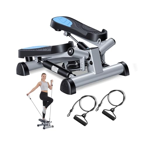 Efitment Mini Stepper for Exercise at Home, Twist Stair Stepper with Resistance Bands, LCD Monitor, Compact Cardio Step Machine for Full Body Workout