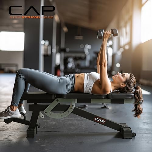 CAP Barbell Adjustable Training Utility Weight Bench | Multi-Position Incline Bench with 6 Backrest Adjustments, Leg Anchor, Wheels & 600 LB Capacity | Home Gym Strength Bench