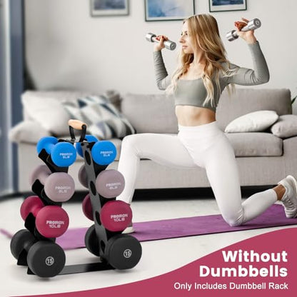 Dumbbell Rack Stand Only (Dumbbells not Included), Compact A-Frame Weight Rack with Wooden Handle, for Home Gym Workout