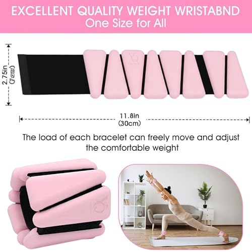 Adjustable Silicone Weight Bracelet for Wrist and Ankle – 1 lb 2 PCS, Water Resistant, Pink Color, Ideal for Strength Training and Fitness at Home and Gym