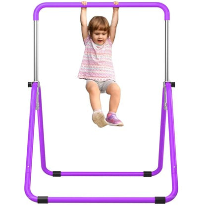 Kids Gymnastics Bar Gymnastic Equipment for Home Adjustable Height Gymnastic Training Bar Gymnastic Stuff for 3-7 Years Old Girls - color: Basic- Purple