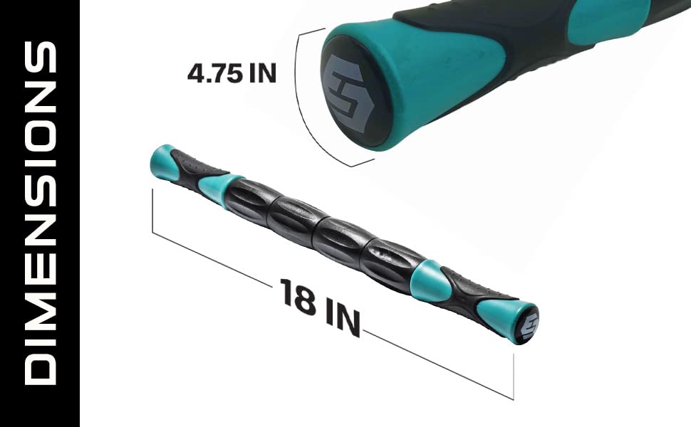 Skelcore 18" Muscle Roller Massage Stick - Athletes 18" Massage Roller Bar for Relieving Muscle Soreness Cramping Tightness Physical Therapy & Recovery, Travel Size 18 inch
