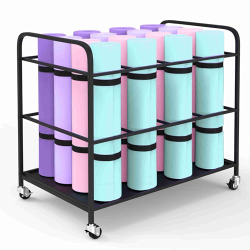 Yoga Mat Holder Organizer Yoga Mat Storage Rack Basket for Home Gym Exercise Workout Equipment Storage Shelf Cart
