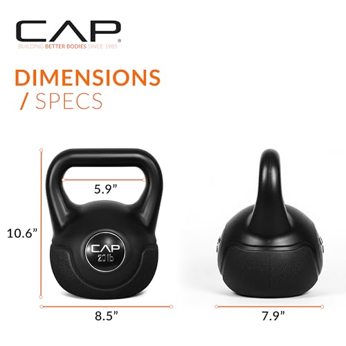 CAP Barbell 45 LB Cement Kettlebell Set – 10 lb, 15 lb & 20 lb Vinyl-Coated Kettlebells for Strength Training, Cardio, Cross Training & Home Gym Workouts