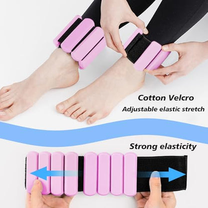 Wrist and Ankle Weights for Women & Men 2 Pack (1lb Each), Adjustable Silicone Wearable Arm & Leg Weights for Pilates, Gym, Yoga, Cardio, Strength Training - color: Pink