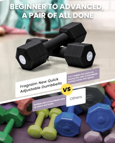 Adjustable Dumbbell Set, 4-in-1 Hand Weights, 5/6 LB Pair for Women Men - color: Black, style: 10 lbs Pair [5 lbs Each]