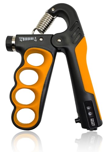 Grip Strength Trainer, Hand Grip Strengthener, Forearm Strengthener, Adjustable Resistance 11 Lbs - 220 Lbs, Ergonomic Design - color: yellow