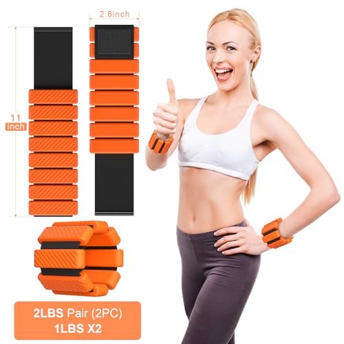 Wrist & Ankle Weights for Women, Wearable Strong Arm & Leg Weights Set of 2(1Lbs Each), Adjustable Ankle Weights for Walking, Yoga, Dance, Barre,Gym,Exercise,Pilates,Walking Running