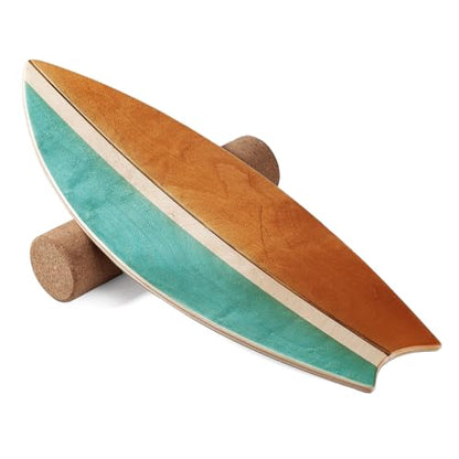 Balance Board Indoor Surfboard Surf Style Home Fitness with Wheel for Exercise, Athletic Training and Board Sports - Fun Workout Equipment For Balance, Stability and Improving Core Strength