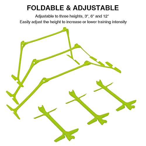 Adjustable Hurdles and Cone Set Agility Hurdles Disc Cones for Soccer Sports Plyometric Speed Training, fluorescent green