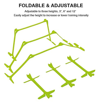 Adjustable Hurdles and Cone Set Agility Hurdles Disc Cones for Soccer Sports Plyometric Speed Training, fluorescent green