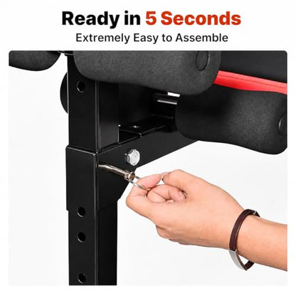 Decline Sit Up Bench Adjustable Ab Bench Foldable Core Trainer for Home Gym Crunches Leg Raises Strength Training 440 lb Weight Capacity