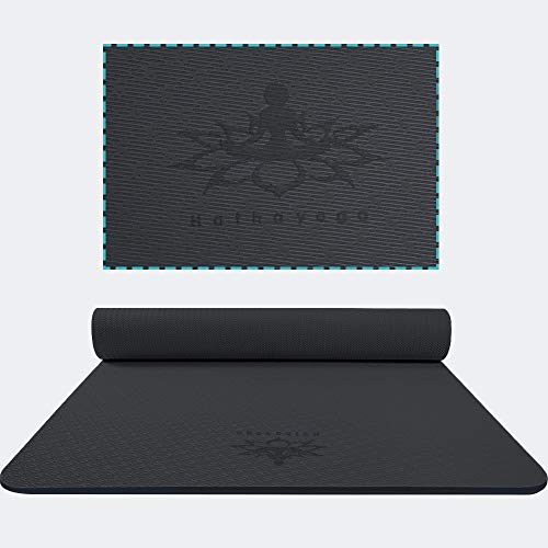 Hatha Yoga Extra Thick TPE Yoga Mat - 72"x 32" Thickness 1/2 Inch -Eco Friendly- With High Density Anti-Tear Exercise Mats For Home Gym Travel & Floor Outside - color: Black