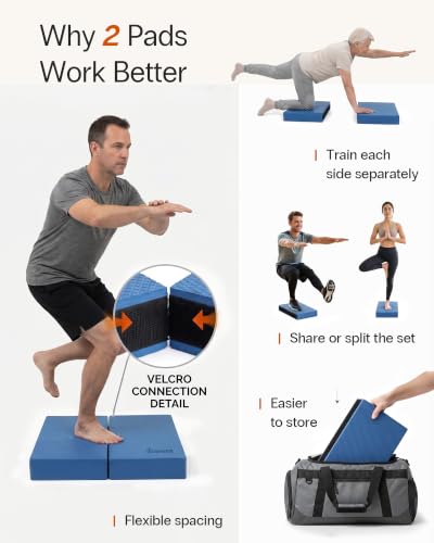 StrongTek 2-in-1 Foam Balance Pad and Kneeling Pad, 15.8 or 19 in Sizes - color: XL-BLUE