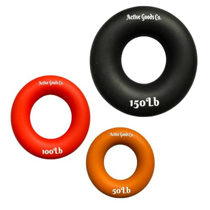 Hand Exerciser - PROFESSIONAL GRADE, Set or Single, Different Sizes. Visit to see more! Bague classique en silicone parfaite pour améliorer la force, la puissance et la vitesse dans les poignets. - size: 4 Set - 50-100-150 lb