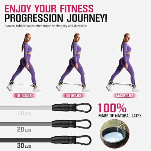 Ankle Resistance Bands with Cuffs, Home Gym Workout Equipment, Lifting Glute Butt Exercise Equipment for Women, Ankle Weights Fitness Set, Leg Booty Equipment for Training Perfect Body Shape - color: A-Grey