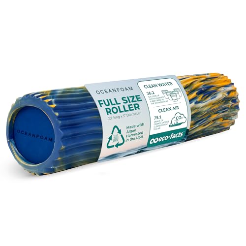 Tidal Roller - Royal, Gold & Natural Marbled - Muscle Massage Foam Roller for Back Pain & Stretching - Firm & Ergonomic Wide Wave Textured - Yoga, Athletics, & Wellness - Full Size, 20" x 5" - color: Royal, Gold & Natural Marbled