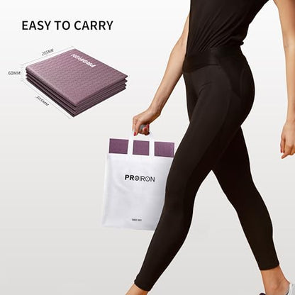 PROIRON Foldable Yoga Mat 0.24"/0.16" for Home Workout & Travel, Non Slip Travel Yoga Mats with Carry Bag, Packable Yoga Mat for Home Gym, Pilates, Fitness,Stretching - color: (0.16" PVC) Claret