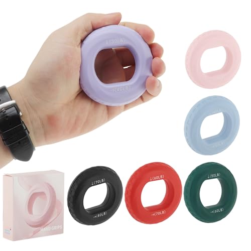 Hand Grip Strengthener, Fingers Exerciser - Silicone Rings for Muscle Training Sports Rock Climbing Finger Rehabilitation,6 Resistance Levels - color: Purple(30/40LB)with Box