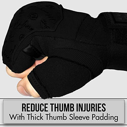 Quick Gel Boxing Wraps Under Boxing Gloves - Kickboxing MMA Muay Thai - Fist, Knuckle, Wrist Wrap Protection Inner Glove Hand Wraps - Men Women Kids - color: All Black, size: X-Small