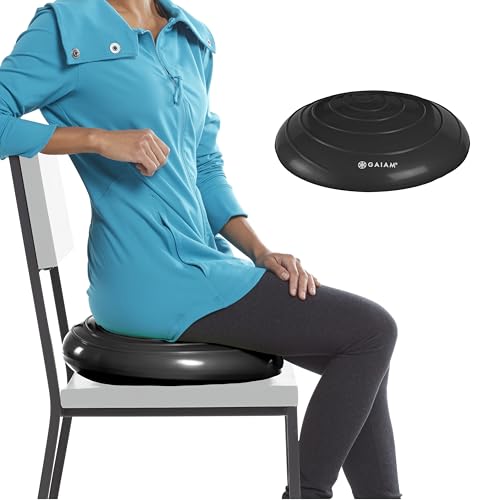 Gaiam Balance Disc Wobble Cushion Stability Core Trainer for Home or Office Desk Chair & Kids Alternative Classroom Sensory Wiggle Seat - color: Black