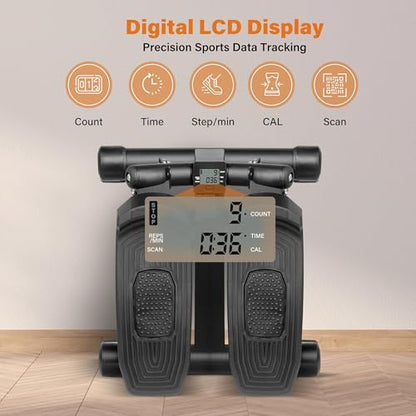 YSSOA Mini Stepper with Resistance Band - color: Black