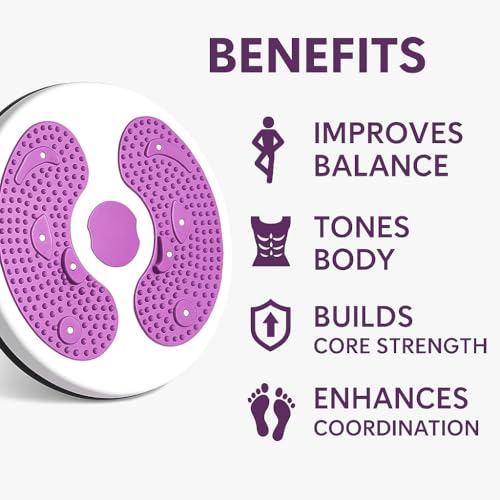 Twist Exercise Board for Core & Abs – 11" Balance Twister Disc with 360° Rotation, Non-Slip Massage Foot Pads, Improves Balance, Flexibility & Posture (Purple)
