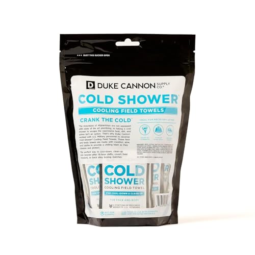 Duke Cannon Cold Shower Cooling Field Towels – Menthol Body Wipes for Men, No Rinse Face & Body Cleansing Wipes, 15 Individually Wrapped Towels (3 Pack) - size: 15 Count (Pack of 3)