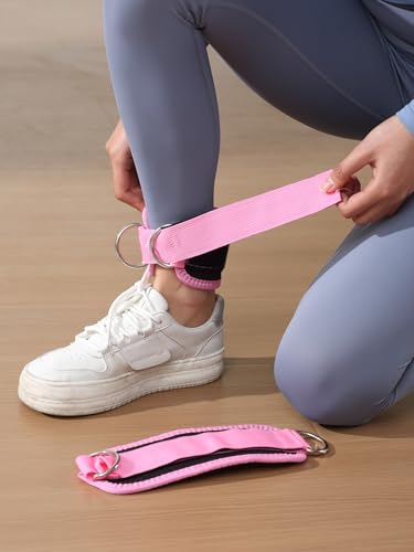 2 pcs Work Out Cuff Ankle Straps for Cable Machines, Soft, Adjustable, and Versatile Gym Accessories for Enhanced Lower Body Muscle Sculpting, Pink