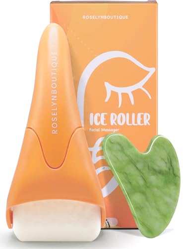ROSELYNBOUTIQUE Ice Roller for Face & Gua Sha Facial Tools - Massager Self Care Gifts for Men Women Facial Skincare Tools (Orange) - color: Orange