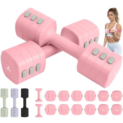 Abahub 2 in 1 Kettlebell & Dumbbell Set, Adjustable Dumbbell for Home Gym - color: Pink