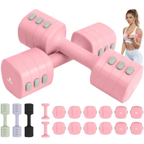 Abahub 2 in 1 Kettlebell & Dumbbell Set, Adjustable Dumbbell for Home Gym - color: Pink