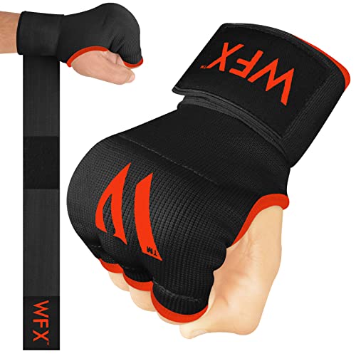 WFX Kids Junior Boxing Hand Wraps Inner Gloves Gel Padded Elasticated Padded Fist Under Gloves Pair Combat Sports for Young Fighters Gel Boxing Hand Wraps - color: Black