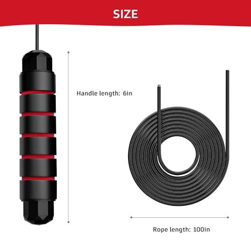 Jump Rope for Fitness, Adjustable Speed Jump Rope with Ball Bearings, Tangle-Free Skipping Rope for Women Men Kids, Durable Steel Cable with Soft Foam Handles for Cardio Workout, Weight Loss & Home Gym Exercise