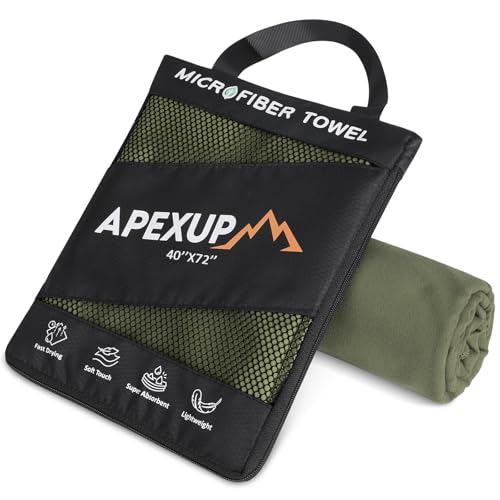 Microfiber Travel Towel, Ultra Absorbent Quick Dry Towels, Lightweight Gym Sports Camping Towel for Workout, Yoga, Beach, Shower, Swimming (72"×40", Army Green) - color: Army Green, size: 72"×40" Single
