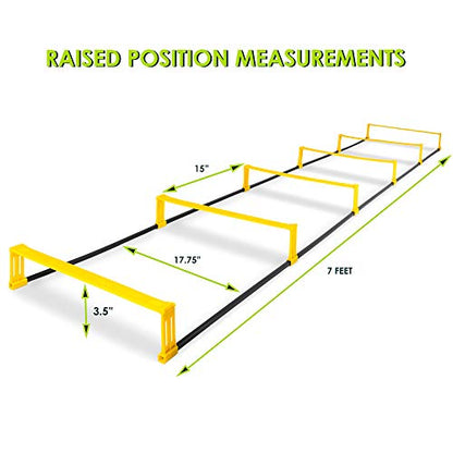 ProsourceFit Raised Speed & Agility Ladder with 6 Collapsible Hurdles for Footwork, Football & Soccer Elevated Training Workout Equipment