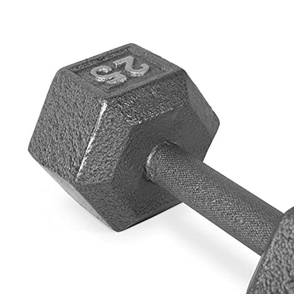WF Athletic Supply Cast Iron Solid Hexagon Gray/Black Dumbbells, Strength Training Free Weights Set of 2 for Women and Men, Hand Weights Sold by Pairs, Multi-Select Size Options Available