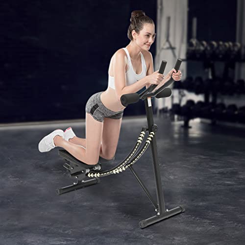 Ab Machine Abdominal Crunch Core Workout Equipment Foldable Exercise Ab Trainer Machine Coaster Abdominal/Core Fitness All Training Equipment Levels for Home & Gym