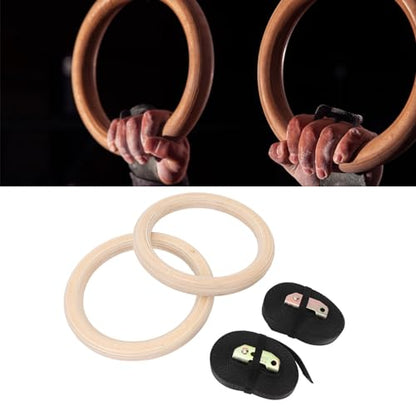 Home Gym Rings Wooden Gymnastics Rings Birch Pull Up Strength Training Bodyweight Fitness Workout Gym Rings for Outdoor