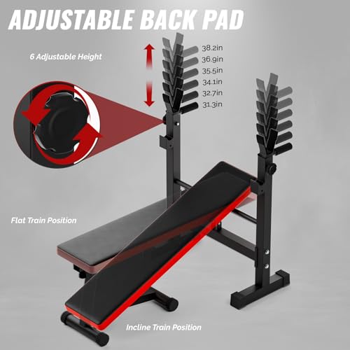 Benches Press Rack, Adjustable Weight Benches with Barbell Rack, Multi-Function Dip Station for Full Body Workout, Foldable Workout Benches for Home Gym, Weight Benches for Benches Press Sit