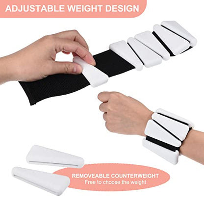 PATIKIL Ankle Weights for Women, 2Lbs Total (1Lb Each) Adjustable Wrist Weights with Removable Weights Arm Weights for Women & Men Yoga Training Walking Jogging Aerobics - color: White