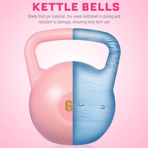 Pink PE Water Kettlebell Soft Kettle Bell for Home Gym Strength Training Waterfilled Exercise Equipment with Comfortable Grip for Men and Women