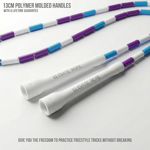 Pro-Grade Beaded Jump Rope for Beginners - color: White/Purple/Blue