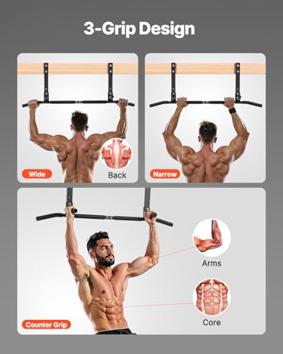 VEVOR Joist Mount Pull Up Bar, Ceiling Mounted Chin Up Bar for Home Gym, Multi-Grip Pull Ups, 42 in Width Multifunctional Training Station, Heavy Duty Steel Upper Body Workout Bars, 440 lbs Capacity