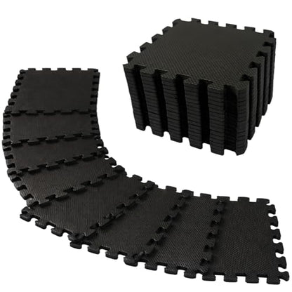 18 Tiles Foam Squares Floor Mat for Home Gym, High-Density Interlocking Floor Tiles Gym Floor Mat for Gym-Equipments, Play Area, Yoga, Cardio, Weights, MMA(Black)