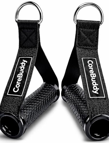 Resistance Band Handles (2 Pack) – Heavy Duty Gym Cable Handles, D-Ring Attachment for Bands & Cable Machines, Non-Slip Grip, Reinforced Nylon Straps, Carry Pouch Included