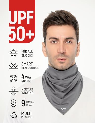 UPF 50+ Cooling Bandana for Men & Women - Thermoregulation, Moisture-Wicking, Sun Protection Bandana Neck Wraps - color: Gray