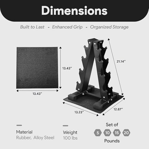 BalanceFrom Rubber Coated Hex Dumbbell Weight Set with Storage Rack, 100LB or 150LB or 200LB Set, 5-20 lbs or 5-25 lbs or 10-30 lbs Pairs - style: 100LB Set with Rack